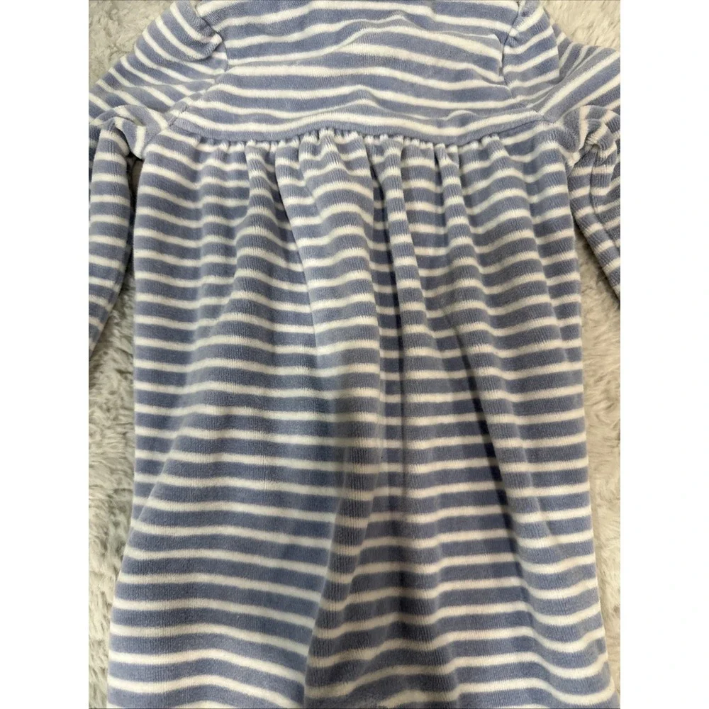 EUC Polo Ralph Lauren Blue & White Striped Velour Footie Size 6M Perfect Cond
